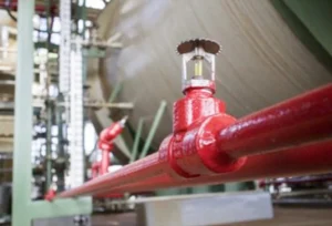 Structural steel fire protection coatings applied to steel beams with fire rated doors for enhanced fire safety