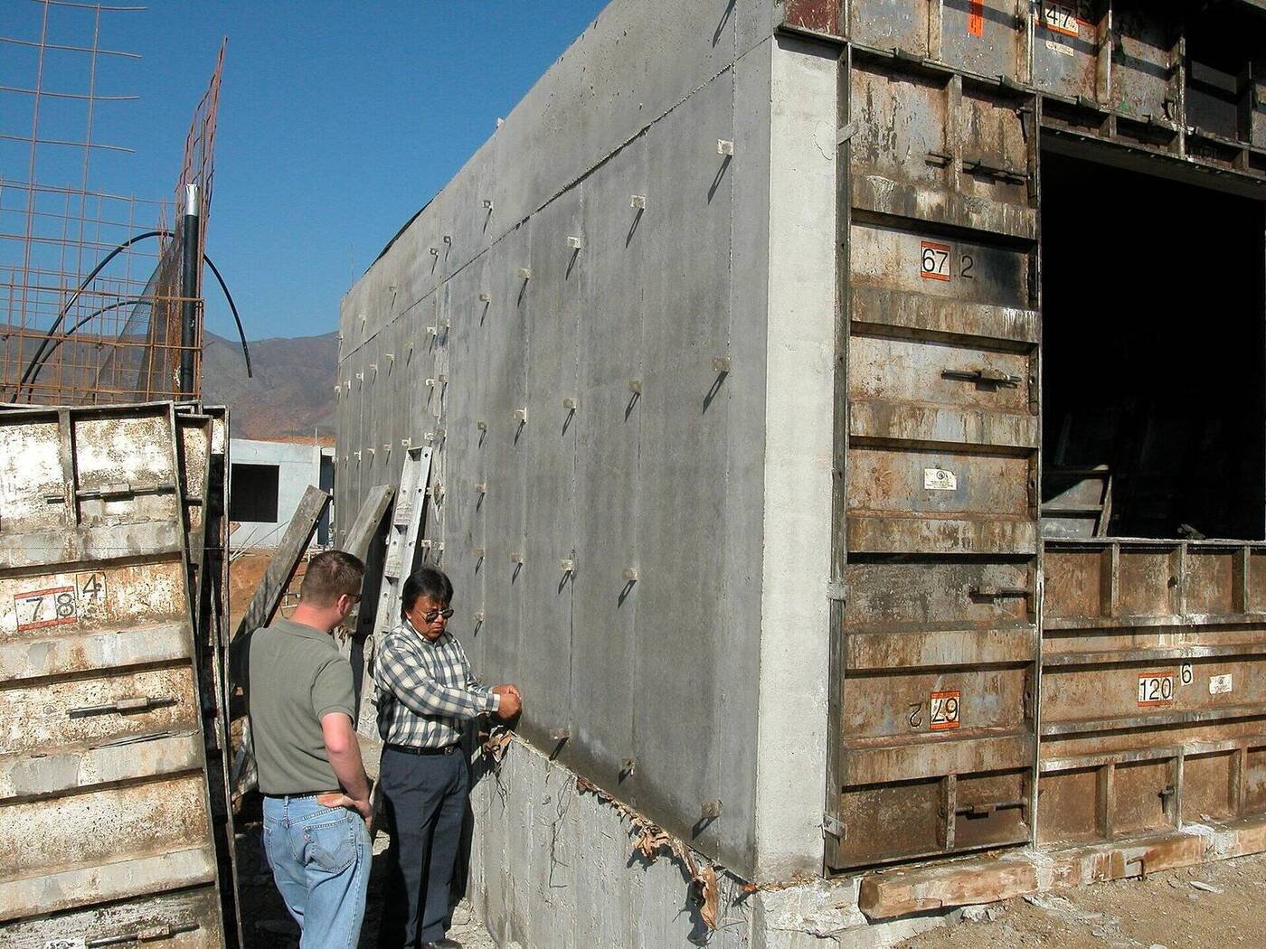 Formwork set up across repetitive housing units under construction